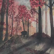 Balade en forêt incandescente. Painting, and Watercolor Painting project by cassambre - 02.16.2025