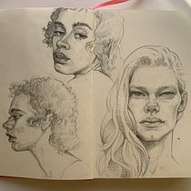 Proyecto final del curso de retrato de Gabriela Niko. Artistic Drawing, Drawing, Portrait Drawing, Sketchbook, and Sketching project by meriporlared - 02.19.2025