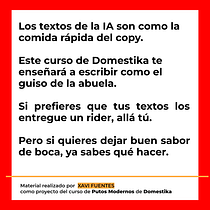 Proyecto final Xavi Fuentes (Copywriting para copywriters). Un progetto di Pubblicità, Comunicazione, Cop, writing, Stor e telling di Xavi Fuentes - 21.02.2025