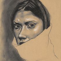 Modelo. Fine Arts, Drawing, Portrait Drawing, Realistic Drawing, and Traditional illustration project by Sebastián Extremadura - 02.23.2025