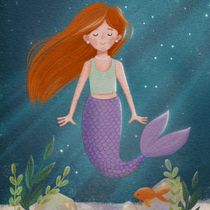 Cute mermaid. Digital Illustration project by Ilze Jugane - 02.25.2025