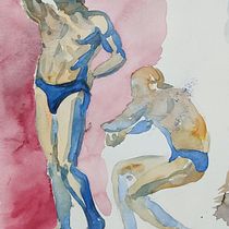 Dos figuras y fondo. Un progetto di Belle arti, Disegno anatomico, Disegno realistico, Illustrazione tradizionale, Pittura e Pittura ad acquerello di Juan Freddy Abarca Cordero - 01.03.2025
