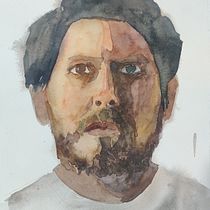 Sujeto con barba. Fine Arts, Portrait Drawing, Painting, and Watercolor Painting project by Juan Freddy Abarca Cordero - 03.01.2025