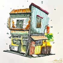 flying houses Ein Projekt aus dem Bereich Architektonische Illustration, Zeichnung, Illustration mit Tinte, Sketchbook und Skizzenentwurf von mohamedali - 09.03.2025