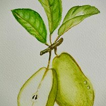 Peras en su rama. Naturalistic Illustration, Painting, and Watercolor Painting project by oligardom3 - 03.13.2025