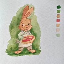 Rabbit character design for the course Character Design Sketchbook: Storytelling with Pencil. Design de personagens, Ilustração infantil, Desenho com lápis de cor, Desenho, e Desenho a lápis projeto de jana_werner - 15.03.2025