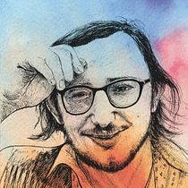"Ma noi no!" - Un ritratto ad Augusto Daolio. Artistic Drawing, Character Design, Fine Arts, Painting, Portrait Drawing, and Watercolor Painting project by manuela_d_rosso - 03.17.2025