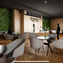 Cafeteria. Un projet de Modélisation 3D, Architecture, ArchVIZ, Design d'intérieur , et Design d'espace de Thiago Constantino Costa - 21.03.2025