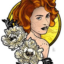 Mulher e Peônias. Un proyecto de Dibujo digital, Ilustración digital, Dibujo y Diseño de tatuajes de Karen Laurindo - 06.04.2025