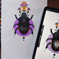 Skarabäus als Abschlussprojekt. Een project van Digitale illustratie, Traditionele illustratie y  Tatoeageontwerp van Anna Fechner - 18.04.2025