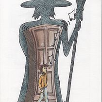 La sorcière du placard au balais. Fine Arts, Drawing, Pencil Drawing, Traditional illustration, Children's Illustration, Narrative, Painting, and Watercolor Painting project by Cyrielle Froidevaux - 04.19.2025