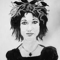 Self portrait with crows in charcoal . Fine Arts, Drawing, Artistic Drawing, Portrait Drawing, Realistic Drawing, and Traditional illustration project by Cloud - 04.26.2025