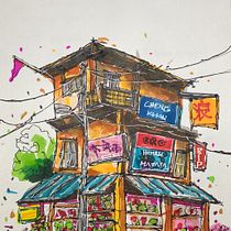 My first art piece after the course. Architectural Illustration, Drawing, Ink Illustration, Sketchbook, and Sketching project by Ridwan Siddique - 05.01.2025