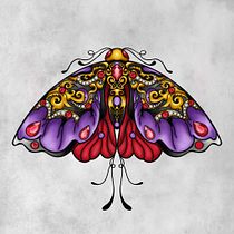 Pin de polilla con efectos dorados . Een project van Digitale illustratie, Traditionele illustratie y  Tatoeageontwerp van Daniela Hernandez Gonzalez - 08.05.2025