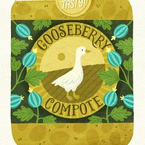 Gooseberry compote. Un proyecto de Diseño, Diseño de producto, H, lettering, Ilustración tradicional, Ilustración digital y Packaging de leysanshayak - 08.05.2025