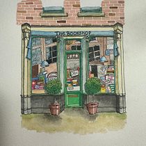 The bookshop. Architectural Illustration, Drawing, Painting, and Watercolor Painting project by pau_2503 - 05.10.2025
