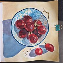 Gouache grapes - my final project. Teoria da cor, Artes plásticas, Pintura guache, e Pintura projeto de Yulia Otroshchenko - 10.05.2025