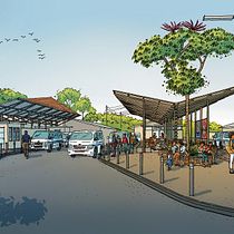 Reimagining the Market Street Bus Park Terminal - Entebbe, Uganda. Architectural Illustration, Architecture, Digital Architecture, Drawing, Traditional illustration, and Spatial Design project by pasi_thadeus - 05.11.2025