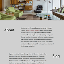 Mid Century Modern - Landing Page. Un proyecto de Desarrollo Web, Diseño Web, Informática, UX / UI, CSS, HTML y Programación de Uma Granado Diaz - 12.05.2025
