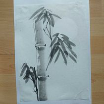 Bambou et orchidées au sumi-e. Drawing, Traditional illustration, Ink Illustration, Fine Arts, and Painting project by Morgane Laborde - 05.12.2025