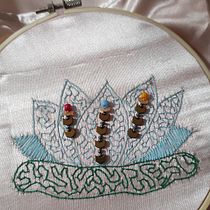 Bordado de Flor de Loto. Bordado, Design de moda, e Design têxtil projeto de kejaqe - 15.05.2025