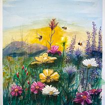 Sunset field Ein Projekt aus dem Bereich Traditionelle Illustration, Naturalistische Illustration und Malerei von Kahlia Fletcher - 17.05.2025