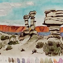 Paisaje Valle de la Luna en San Juan , Argentina . La cuidad donde vivo.. Un proyecto de Dibujo, Pintura a la acuarela, Bellas Artes, Dibujo a lápiz, Sketchbook y Bocetado de Claudia Heredia - 18.05.2025
