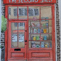Quaint London bookshop . Ilustração arquitetônica, Desenho, Pintura, e Pintura em aquarela projeto de elenlovik - 19.05.2025