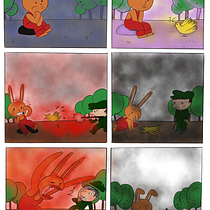 El conejo soñador . Un proyecto de Bellas Artes, Pintura a la acuarela, Ilustración tradicional, Pintura, Ilustración infantil, Narrativa y Teoría del color de melileon626 - 25.05.2025