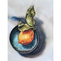 Sicilian lemon watercolor. Botanical Illustration, Naturalistic Illustration, Painting, and Watercolor Painting project by Rafael Haendchen - 05.26.2025