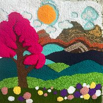 Cojín del Bosque . Embroider, Decoration, Punch Needle, and Textile Design project by tsagudelo - 05.27.2025