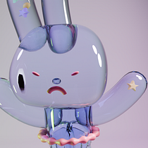 Conejito 3D CRISTAL. 3D Modeling, Character Design, Digital Illustration, Traditional illustration, and Manga project by Celia Domenech - 05.27.2025