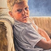 Oil Portrait of my son: Shepherd. Un proyecto de Bellas Artes, Pintura y Pintura al óleo de Lillian Neufeld - 02.06.2025