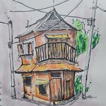 This is my second drawing after completing the course. Architectural Illustration, Drawing, Ink Illustration, Sketchbook, and Sketching project by Aneesh Singh - 06.03.2025