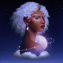 Moon girl . Drawing, Portrait Drawing, Digital Drawing, Traditional illustration, Digital Illustration, and Digital Painting project by Helo Nery - 06.03.2025