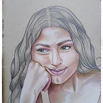 Portrait au pastel sec et crayons de bois. Un progetto di Illustrazione tradizionale, Belle arti, Disegno, Disegno a matita, Disegno di ritratti, Disegno realistico e Disegno artistico di Thaïs Barbieux - 05.06.2025
