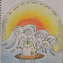 La Rana que no Sabia que Podia Surfear Ein Projekt aus dem Bereich Kreativität, Zeichnung, Bleistiftzeichnung, Traditionelle Illustration und Malerei von milagros concina - 09.06.2025