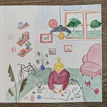 Self portrait: Colourful busy me Ein Projekt aus dem Bereich Skizzenentwurf, Kreativität, Zeichnung, Traditionelle Illustration, Aquarellmalerei, Gouachemalerei und Sketchbook von marlen.boller - 10.06.2025
