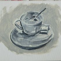 Eine Tasse Kaffee . Artes plásticas, Pintura, e Pintura a óleo projeto de Maryam Sarshar - 10.06.2025