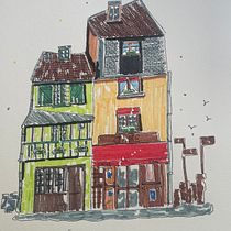 Casas coloridas  Ein Projekt aus dem Bereich Architektonische Illustration, Zeichnung, Illustration mit Tinte, Sketchbook und Skizzenentwurf von Leonor Capelo - 12.06.2025