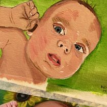 Mi bebé a óleo. Fine Arts, Oil Painting, and Painting project by Noemí OR - 06.14.2025