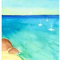 Lever de soleil au bord de mer. Fine Arts, Painting, and Watercolor Painting project by Anna Gaubert - 06.15.2025