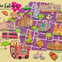 Centro Histórico de la Ciudad de México ♥. Projekt z dziedziny  R, sunek, Trad, c, jna ilustracja, Ilustracja c, frowa, Infografika, Malarstwo c i frowe użytkownika Paulina Esperanza Guerrero Rojas - 17.06.2025