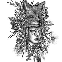 Fox-Hunter. Graphic Design, Traditional illustration, Digital Illustration, Tattoo Design, and Digital Drawing project by logan_d_charlie - 06.18.2025