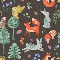 A walk in the woods. Projekt z dziedziny Ilustracja c, frowa, Trad, c, jna ilustracja, Pattern design, Projektowanie produktowe i Ilustracje dla dzieci użytkownika rakshitashetty_196 - 19.06.2025