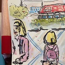 Abreise. Architectural Illustration, Drawing, Traditional illustration, Sketchbook, Sketching, and Watercolor Painting project by Lisa Wolle - 06.19.2025