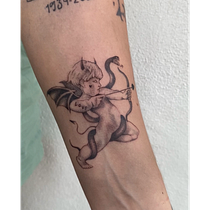 Cupido en la sombra . Traditional illustration, and Tattoo Design project by decoprats - 06.25.2025