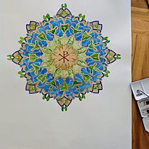 Biomorphic pattern w christian chi rho sign and angels. Drawing, Ink Illustration, Painting, Pattern Design, and Watercolor Painting project by Joerg Fritsch - 06.29.2025