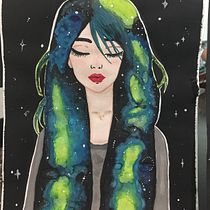 Chica Universo. Fine Arts, Painting, Traditional illustration, and Watercolor Painting project by Gretel Uriarte - 07.01.2025