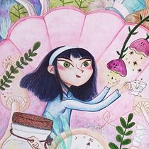 ALICIA EN SU MUNDO INTERIOR. Un proyecto de Bellas Artes, Pintura, Ilustración tradicional, Dibujo, Pintura a la acuarela, Dibujo a lápiz, Ilustración infantil y Narrativa de say - 03.07.2025